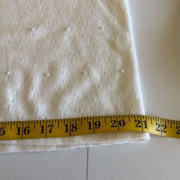 Koret Soft Ivory Grandmacore, Pearlcore Old Money, Vintage V Neck Cardigan Sz L - Picture 9 of 11